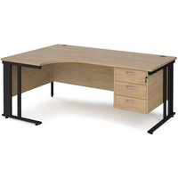 Click to view product details and reviews for Maestro 25 Left Hand Ergonomic Desk 1800mm Wide With 3 Drawer Pedestal Black Cable Managed Leg Frame Kendal Oak Top. Click to view product details and reviews for Maestro 25 Left Hand Ergonomic Desk 1800mm Wide With 3 Drawer Pedestal Black Cable Managed Leg Frame Kendal Oak Top.
