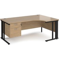 Click to view product details and reviews for Maestro 25 Right Hand Ergonomic Desk 1800mm Wide With 2 Drawer Pedestal Black Cable Managed Leg Frame Kendal Oak Top. Click to view product details and reviews for Maestro 25 Right Hand Ergonomic Desk 1800mm Wide With 2 Drawer Pedestal Black Cable Managed Leg Frame Kendal Oak Top.