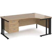 Click to view product details and reviews for Maestro 25 Right Hand Ergonomic Desk 1800mm Wide With 3 Drawer Pedestal Black Cable Managed Leg Frame Kendal Oak Top. Click to view product details and reviews for Maestro 25 Right Hand Ergonomic Desk 1800mm Wide With 3 Drawer Pedestal Black Cable Managed Leg Frame Kendal Oak Top.