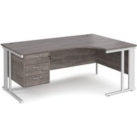 Click to view product details and reviews for Maestro 25 Right Hand Ergonomic Desk 1800mm Wide With 3 Drawer Pedestal White Cable Managed Leg Frame Grey Oak Top. Click to view product details and reviews for Maestro 25 Right Hand Ergonomic Desk 1800mm Wide With 3 Drawer Pedestal White Cable Managed Leg Frame Grey Oak Top.