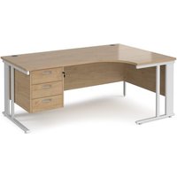 Click to view product details and reviews for Maestro 25 Right Hand Ergonomic Desk 1800mm Wide With 3 Drawer Pedestal White Cable Managed Leg Frame Kendal Oak Top. Click to view product details and reviews for Maestro 25 Right Hand Ergonomic Desk 1800mm Wide With 3 Drawer Pedestal White Cable Managed Leg Frame Kendal Oak Top.