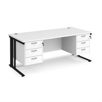 Click to view product details and reviews for Office Desk Rectangular Desk 1800mm With Double Pedestal White Top With Black Frame 800mm Depth Maestro 25 Mcm18p33kwh. Click to view product details and reviews for Office Desk Rectangular Desk 1800mm With Double Pedestal White Top With Black Frame 800mm Depth Maestro 25 Mcm18p33kwh.