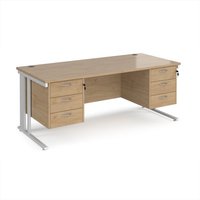 Click to view product details and reviews for Maestro 25 Straight Desk 1800mm X 800mm With Two X 3 Drawer Pedestals White Cable Managed Leg Frame Kendal Oak Top. Click to view product details and reviews for Maestro 25 Straight Desk 1800mm X 800mm With Two X 3 Drawer Pedestals White Cable Managed Leg Frame Kendal Oak Top.