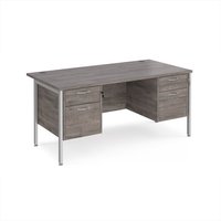 Click to view product details and reviews for Maestro 25 Straight Desk 1600mm X 800mm With Two X 2 Drawer Pedestals Silver H Frame Leg Grey Oak Top. Click to view product details and reviews for Maestro 25 Straight Desk 1600mm X 800mm With Two X 2 Drawer Pedestals Silver H Frame Leg Grey Oak Top.