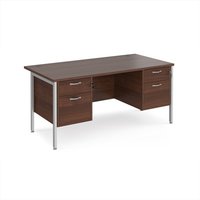 Click to view product details and reviews for Office Desk Rectangular Desk 1600mm With Double Pedestal Walnut Top With Silver Frame 800mm Depth Maestro 25 Mh16p22sw. Click to view product details and reviews for Office Desk Rectangular Desk 1600mm With Double Pedestal Walnut Top With Silver Frame 800mm Depth Maestro 25 Mh16p22sw.