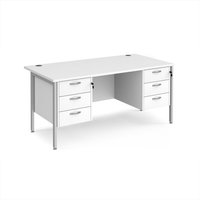 Click to view product details and reviews for Office Desk Rectangular Desk 1600mm With Double Pedestal White Top With Silver Frame 800mm Depth Maestro 25 Mh16p33swh. Click to view product details and reviews for Office Desk Rectangular Desk 1600mm With Double Pedestal White Top With Silver Frame 800mm Depth Maestro 25 Mh16p33swh.