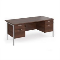 Click to view product details and reviews for Office Desk Rectangular Desk 1800mm With Double Pedestal Walnut Top With Silver Frame 800mm Depth Maestro 25 Mh18p22sw. Click to view product details and reviews for Office Desk Rectangular Desk 1800mm With Double Pedestal Walnut Top With Silver Frame 800mm Depth Maestro 25 Mh18p22sw.