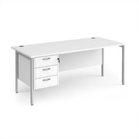 Click to view product details and reviews for Office Desk Rectangular Desk 1800mm With Pedestal White Top With Silver Frame 800mm Depth Maestro 25 Mh18p3swh. Click to view product details and reviews for Office Desk Rectangular Desk 1800mm With Pedestal White Top With Silver Frame 800mm Depth Maestro 25 Mh18p3swh.