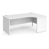 Click to view product details and reviews for Office Desk Right Hand Corner Desk 1800mm White Top And Panel End Leg Maestro 25. Click to view product details and reviews for Office Desk Right Hand Corner Desk 1800mm White Top And Panel End Leg Maestro 25.