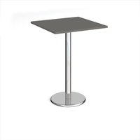Click to view product details and reviews for Pisa Square Poseur Table With Round Chrome Base 800mm Onyx Grey. Click to view product details and reviews for Pisa Square Poseur Table With Round Chrome Base 800mm Onyx Grey.