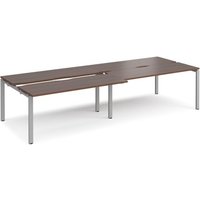 Click to view product details and reviews for Bench Desk 4 Person Rectangular Desks 3200mm With Sliding Tops Walnut Tops With Silver Frames 1200mm Depth Adapt. Click to view product details and reviews for Bench Desk 4 Person Rectangular Desks 3200mm With Sliding Tops Walnut Tops With Silver Frames 1200mm Depth Adapt.