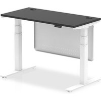 Click to view product details and reviews for Air Modesty 1200 X 600mm Height Adjustable Office Desk Black Top Cable Ports White Leg With White Steel Modesty Panel. Click to view product details and reviews for Air Modesty 1200 X 600mm Height Adjustable Office Desk Black Top Cable Ports White Leg With White Steel Modesty Panel.