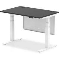 Click to view product details and reviews for Air Modesty 1200 X 800mm Height Adjustable Office Desk Black Top Cable Ports White Leg With White Steel Modesty Panel. Click to view product details and reviews for Air Modesty 1200 X 800mm Height Adjustable Office Desk Black Top Cable Ports White Leg With White Steel Modesty Panel.