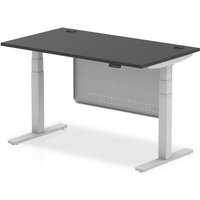 Click to view product details and reviews for Air Modesty 1400 X 800mm Height Adjustable Office Desk Black Top Cable Ports Silver Leg With Silver Steel Modesty Panel. Click to view product details and reviews for Air Modesty 1400 X 800mm Height Adjustable Office Desk Black Top Cable Ports Silver Leg With Silver Steel Modesty Panel.