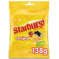 Starburst Chewy Sweets Fruit Flavour Pouch Bag 138g (Pack of 12) 124830 Starburst Chewy Sweets Fruit Flavour Pouch Bag 138g (Pack of 12) 124830