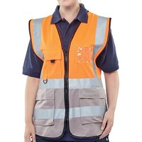 Click to view product details and reviews for Beeswift High Visibility Two Tone Executive Waistcoat Orange Grey M Hvwcttorgym.
