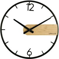 Unilux Circle Wall Clock Black/Bamboo 400189467 Unilux Circle Wall Clock Black/Bamboo 400189467