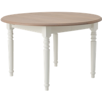 Table à manger ronde extensible blanc et bois 4 à 8 personnes Apolline