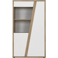 Meuble vitrine décor bois et blanc 2 portes Gustave
