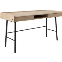 Bureau décor bois pieds métal 2 tiroirs Mila