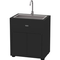 Meuble avec Évier pour Cuisine d'Extérieur 80 x 55 cm en Acier Noir LE