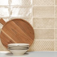 Azulejo Pared Camden Decor Beige Brillo 10x20 cm | Apto para interiores