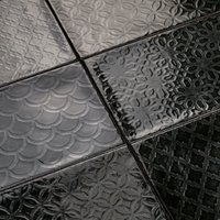 Azulejo Pared Camden Decor Negro Brillo 10x20 cm | Apto para interiores