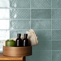 Azulejo Pared Camden Decor list: Verde|Azul Brillo 10x20 cm | Apto para interiores