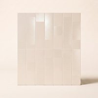 Azulejo Pared Rivoli Beige Mate con detalles en brillo 7,5 x 30 cm | Apto para interiores