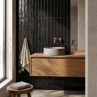 Azulejo Pared Creta-50 Negro Brillo 5x50 cm | Apto para interiores