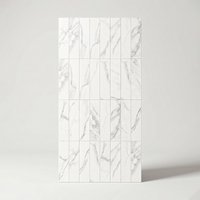 Fliese in Marmoroptik Calacatta Weiß Matt | 7,5 x 30 cm