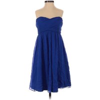 J.Crew Cocktail Dress - Bridesmaid: Blue Solid Pattern Dresses - Used - Size