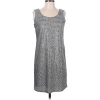 Ecru Casual Dress - Shift: Silver Metallic Pattern Dresses - Used