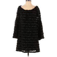 VOOM by Joy Han Cocktail Dress: Black Tweed Pattern Dresses - Used