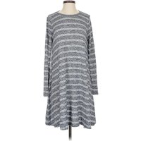 Lou & Grey Casual Dress - Sweater Dress: Gray Stripes Pattern Dresses - Used
