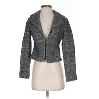 Banana Republic Blazer Jacket: Gray Tweed Pattern Jackets & Outerwear - Size 0 Petite