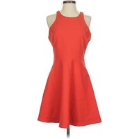 Elizabeth and James Cocktail Dress - Fit & Flare: Red Solid Pattern Dresses - Used - Size