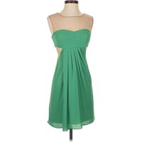 BCBGMAXAZRIA Cocktail Dress - Bridesmaid: Green Solid Pattern Dresses - Used - Size