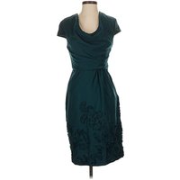 Adrianna Papell Cocktail Dress - Sheath: Teal Dresses - Used - Size