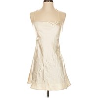 Zara Cocktail Dress - Slip dress: Ivory Metallic Pattern Dresses - Used