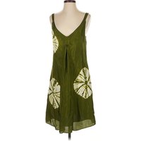 Velvet Casual Dress: Green Tie-dye Pattern Dresses - Used - Size