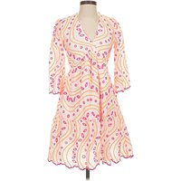 Valerie Khalfon Casual Dress - Wrap: Orange Paisley Pattern Dresses - Used - Size