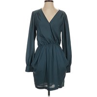 BCBGeneration Cocktail Dress - Wrap: Teal Solid Pattern Dresses - Used