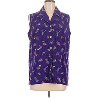 Line up Sleeveless Button Down Shirt: Purple Tops