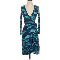 BCBGMAXAZRIA Cocktail Dress - Wrap: Teal Dresses - Used - Size 2X