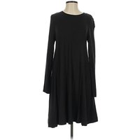 Lou & Grey Casual Dress - Drop Waist: Black Solid Pattern Dresses - Used