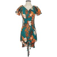 Shein Casual Dress - Wrap: Teal Print Pattern Dresses - Used