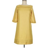 Rope Casual Dress - Shift: Yellow Solid Pattern Dresses - Used - Size