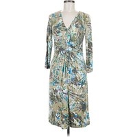 CAbi Casual Dress - Wrap: Teal Print Pattern Dresses - Used
