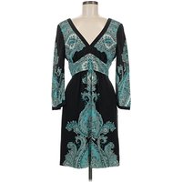 Tibi Cocktail Dress: Teal Paisley Pattern Dresses - Used - Size